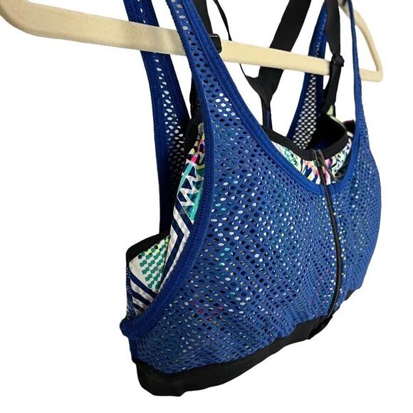 VSX Sport Victorias Secret Womens Blue Zip Front Mesh Wireless Padded Bra 34D - Picture 3 of 16